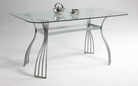 Light Color Contemporary Dining Room Table with Smooth Edges