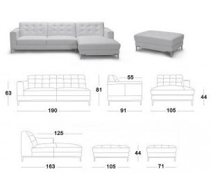 Refined Italian Top Grain Leather Sectional Sofa