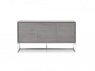 Gray Oak Buffet with Solid Stainless Steel Base