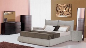 Elegant Leather Modern Platform Bed