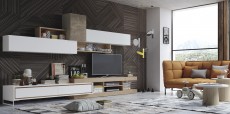 Modern Matte White and Stone Wall Unit Modern Matte White and Stone Wall Unit