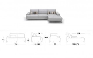 Sleek White Contemporary Sectional Sofa with Side Pouches