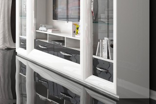 Modern High Gloss White and Gray Wall Unit