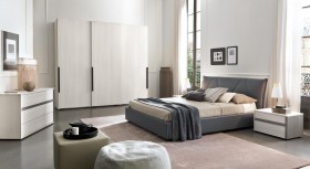 Made in Italy Leather Contemporary Bedroom Sets with Optional Storage System