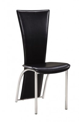 Leatherette High Back Dining Chair with Metal Legs