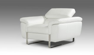 Italian Made White Leather Sofa Set with Adjustable Headrests