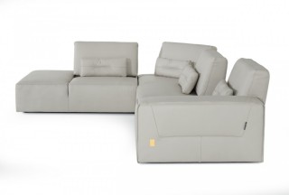 Luxurious Leather Curved Corner Sofa with Pillows