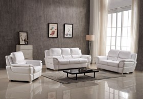 Linx Contemporary White Leather Sofa Set