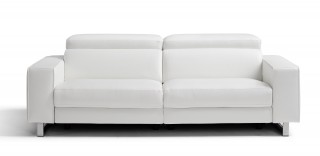 Grace White Leather Sofa Set with Adjustable Headrests