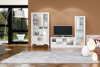 Elegant White Matte Wall Unit and Entertainment Center