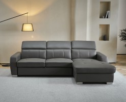 Contemporary Dark Grey Leather Sofabed Sectional