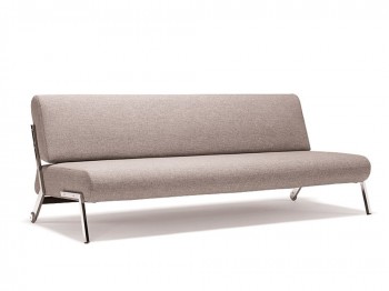 Contemporary Light Fabric Contemporary Sofa Bed with Chrome Legs