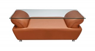 Italian Leather Sofa Set with Steel Legs