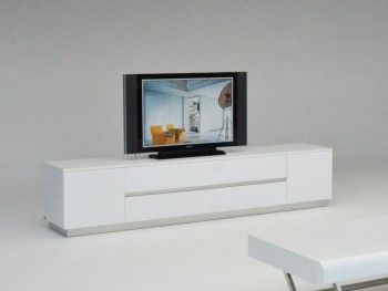 Contemporary White Crocodile Texture And Lacquer TV Unit