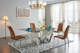 Exclusive Rectangular Glass Top Modern Dining Set