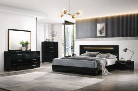 Lacquered Wood Bedroom Contemporary Design feat Light