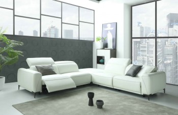 Exquisite Modern Leather L-shape Sectional with Pillows