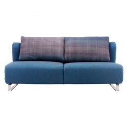 Fabric Contemporary Sofa Bed with Chrome Legs and Pillows