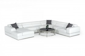 Graceful All Real Leather Sectional with Pillows