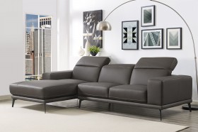 Grey Contemporary Sectional with Durable Chrome Tube Frame
