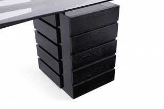 Contemporary Black Ash Desk with Glass Top