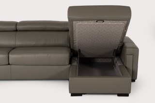 Real Leather Sectional Sleeper with Pull Out Bed