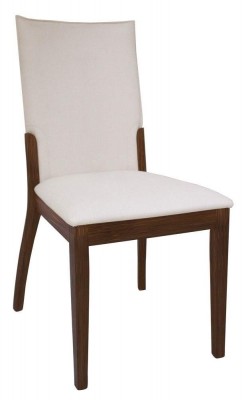 Cream Leather Upholstered Dark Walnut Hardwood Chairs