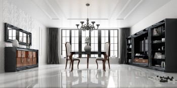 Classic High Gloss Black and Glass Wall Unit Classic High Gloss Black and Glass Wall Unit