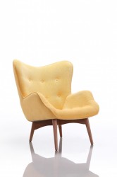 Cozy Yellow Fabric Chair with Ottoman