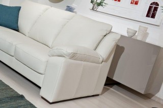 White Elegant Leather Sofa Set with Throw Pillows