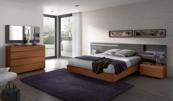 Made in Spain Wood Designer Bedroom Sets with Wide Headboard