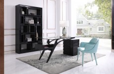 Contemporary Black Ash Desk with Glass Top Contemporary Black Ash Desk with Glass Top