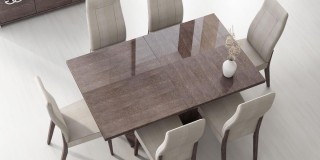 Made in Italy Extendable in Wood Microfiber Seats Modern Dining Set