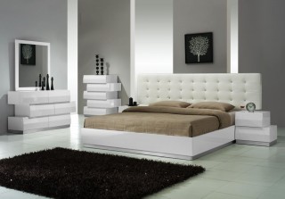 Lacquered Exclusive Leather Luxury Platform Bed