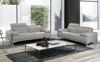 2 PC Malia Top Grain Leather Sofa Set