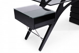 Contemporary Black Ash Desk with Glass Top