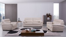 Magnificent Three-Piece Ivory Leather Set with Contemporary Wood Base Magnificent Three-Piece Ivory Leather Set with Contemporary Wood Base