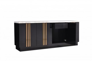 Italian Design Black Modern Buffet Cabinet with Marble