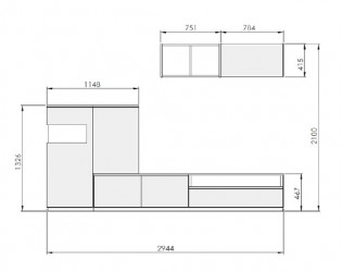 Natural Wood Color Wall Unit with Entertainment Center