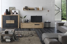 Elegant Ceramic and Natural Wood Wall Unit