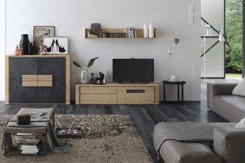 Elegant Ceramic and Natural Wood Wall Unit Elegant Ceramic and Natural Wood Wall Unit
