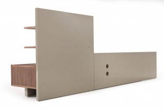 Contemporary Grey and Walnut TV Stand