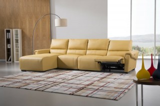 Real Italian Leather Sectional with Recliner Footrest