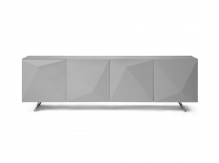 Gray Buffet with Designed Doors and Pure Glass Top