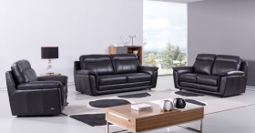 Black Contemporary Living Room Set Finest Italian Leather