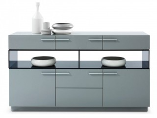 Modern Grey High Gloss Buffet with Glass