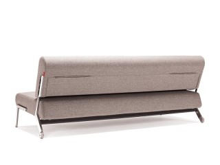 Contemporary Light Fabric Contemporary Sofa Bed with Chrome Legs