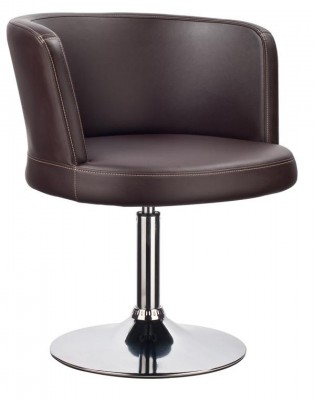 Modern Brown Leatherette Swivel Base Lounge Chair