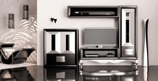 Elite Matte Black and Silver Wall Unit and Entertainment Center Elite Matte Black and Silver Wall Unit and Entertainment Center