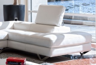 High End Tufted Leather Sectional with Chaise